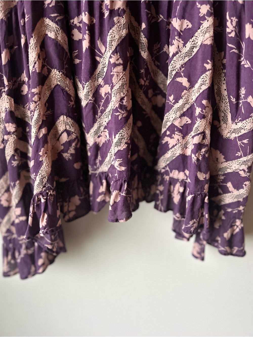 INTIMATELY by Free People Purple Floral Lace Handkerchief Hem Tunic Top - Picture 10 of 10